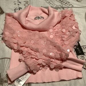 Pink Sequin Turtleneck Sweater NWT